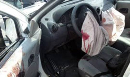 Airbags with Blood on Them in Car for Crime Scene Cleaners in Modesto, California