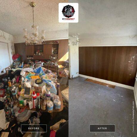 Before and After of Hoarder Cleaning in Living Room of a Home in Auburn, CA