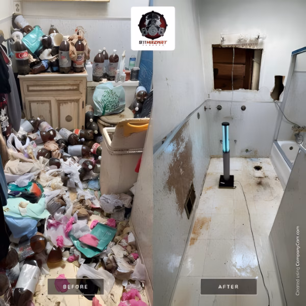 Before and after bathroom hoarder cleaning in Los Gatos, CA